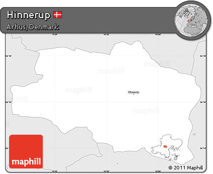 Silver Style Simple Map of Hinnerup