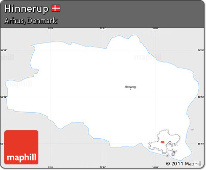 Silver Style Simple Map of Hinnerup, single color outside
