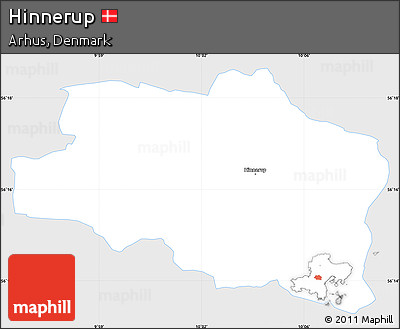 Silver Style Simple Map of Hinnerup, single color outside