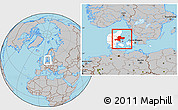 Gray Location Map of Arhus, highlighted country, within the entire country