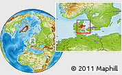 Physical Location Map of Arhus, within the entire country