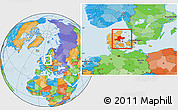 Political Location Map of Arhus, within the entire country
