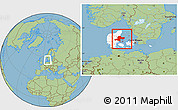 Savanna Style Location Map of Arhus, highlighted country, within the entire country