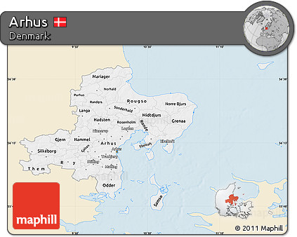 Classic Style Map of Arhus, single color outside