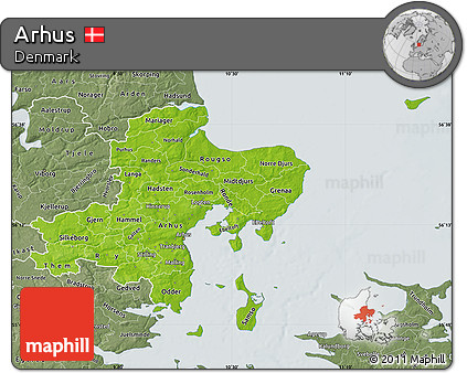 Physical Map of Arhus, semi-desaturated