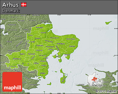 Physical Map of Arhus, semi-desaturated