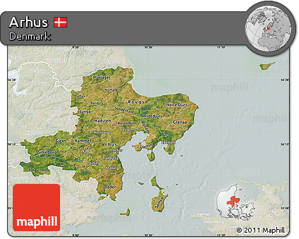 Satellite Map of Arhus, lighten