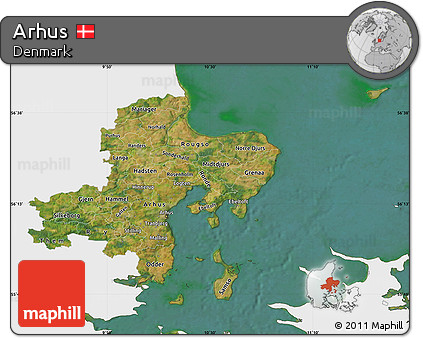 Satellite Map of Arhus, single color outside