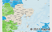 Shaded Relief Map of Arhus, political shades outside