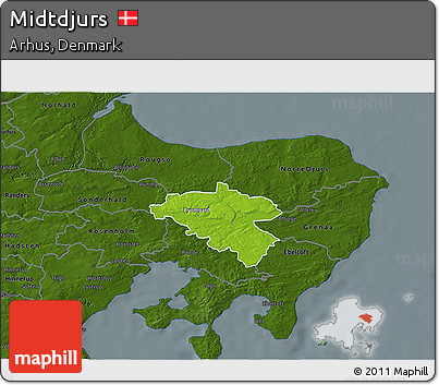 Physical 3D Map of Midtdjurs, darken