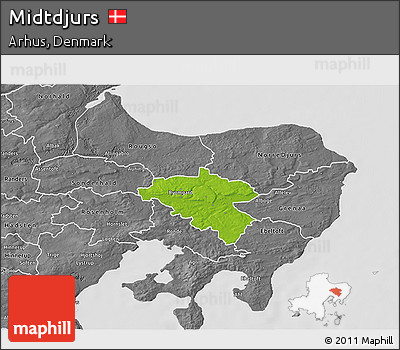 Physical 3D Map of Midtdjurs, desaturated