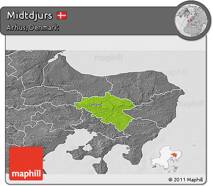 Physical 3D Map of Midtdjurs, desaturated