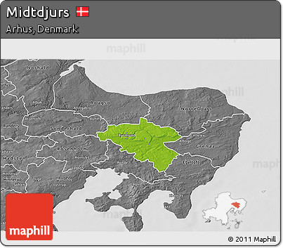 Physical 3D Map of Midtdjurs, desaturated