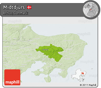 Physical 3D Map of Midtdjurs, lighten