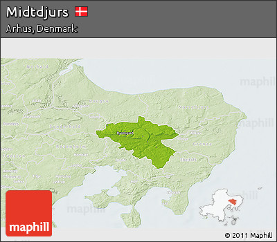 Physical 3D Map of Midtdjurs, lighten
