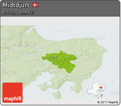 Physical 3D Map of Midtdjurs, lighten