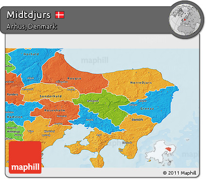 Physical 3D Map of Midtdjurs, political outside
