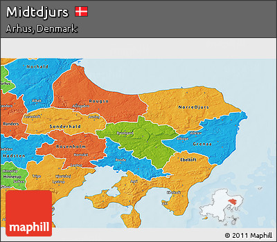 Physical 3D Map of Midtdjurs, political outside