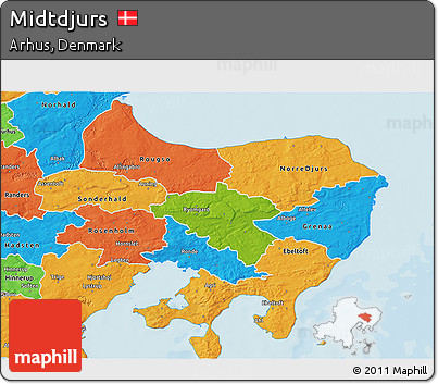 Physical 3D Map of Midtdjurs, political outside