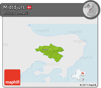 Physical 3D Map of Midtdjurs, single color outside