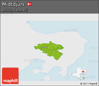 Physical 3D Map of Midtdjurs, single color outside