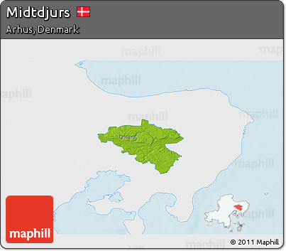 Physical 3D Map of Midtdjurs, single color outside