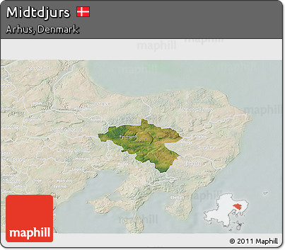 Satellite 3D Map of Midtdjurs, lighten