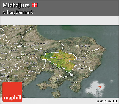 Satellite 3D Map of Midtdjurs, semi-desaturated