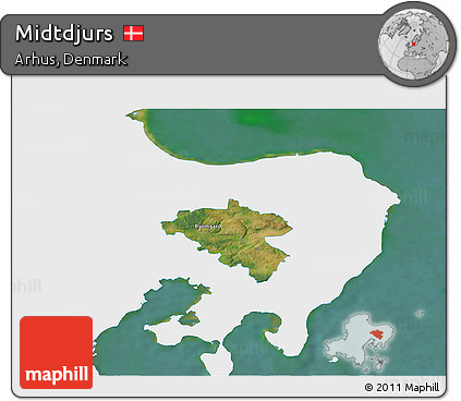 Satellite 3D Map of Midtdjurs, single color outside