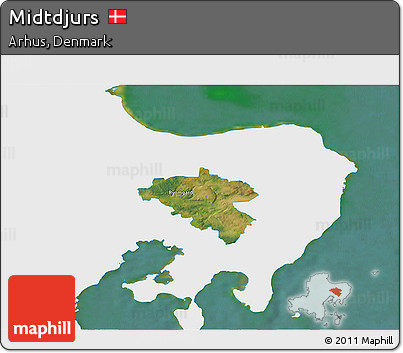 Satellite 3D Map of Midtdjurs, single color outside