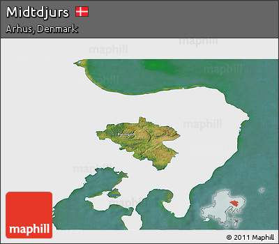 Satellite 3D Map of Midtdjurs, single color outside