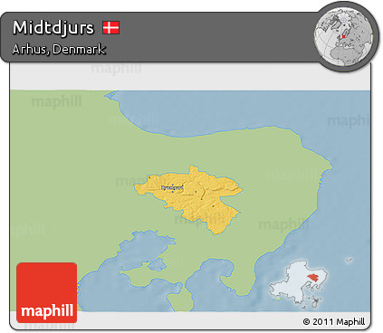 Savanna Style 3D Map of Midtdjurs, single color outside