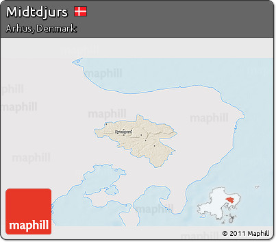 Shaded Relief 3D Map of Midtdjurs, single color outside