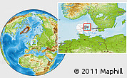 Physical Location Map of Midtdjurs, highlighted country, highlighted parent region, within the entire country