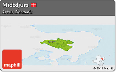 Physical Panoramic Map of Midtdjurs, single color outside