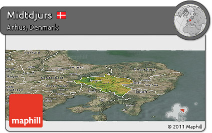 Satellite Panoramic Map of Midtdjurs, semi-desaturated