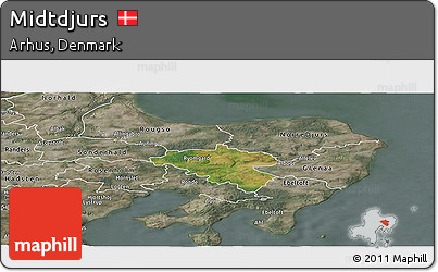 Satellite Panoramic Map of Midtdjurs, semi-desaturated