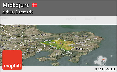 Satellite Panoramic Map of Midtdjurs, semi-desaturated