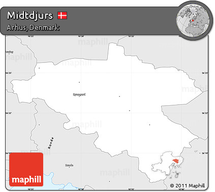 Silver Style Simple Map of Midtdjurs