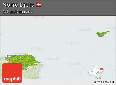 Physical 3D Map of Norre Djurs, lighten