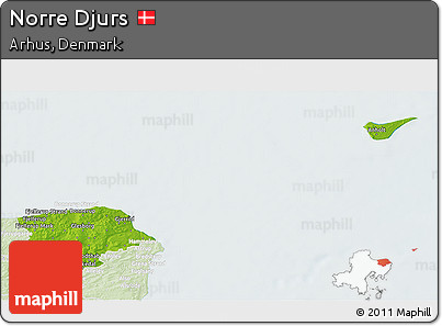 Physical 3D Map of Norre Djurs, lighten