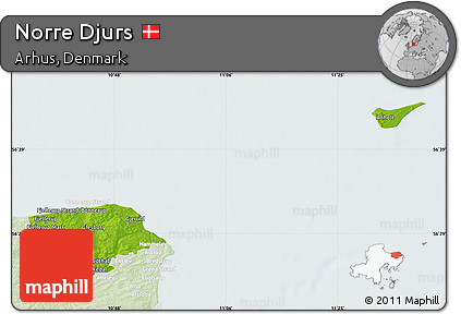 Physical Map of Norre Djurs, lighten