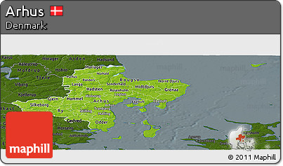 Physical Panoramic Map of Arhus, darken
