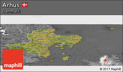 Satellite Panoramic Map of Arhus, desaturated