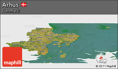 Satellite Panoramic Map of Arhus, single color outside