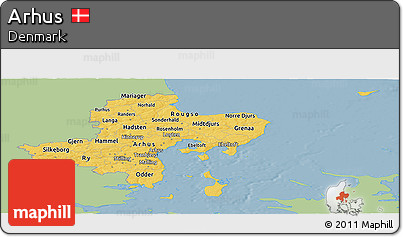 Savanna Style Panoramic Map of Arhus, single color outside