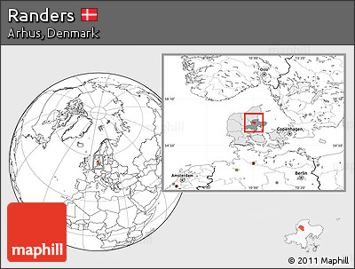 Blank Location Map of Randers, highlighted country, highlighted parent region