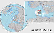 Gray Location Map of Randers, highlighted country, highlighted parent region