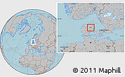 Gray Location Map of Randers, hill shading