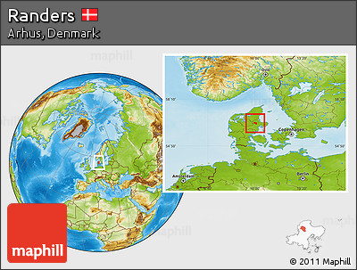 Physical Location Map of Randers